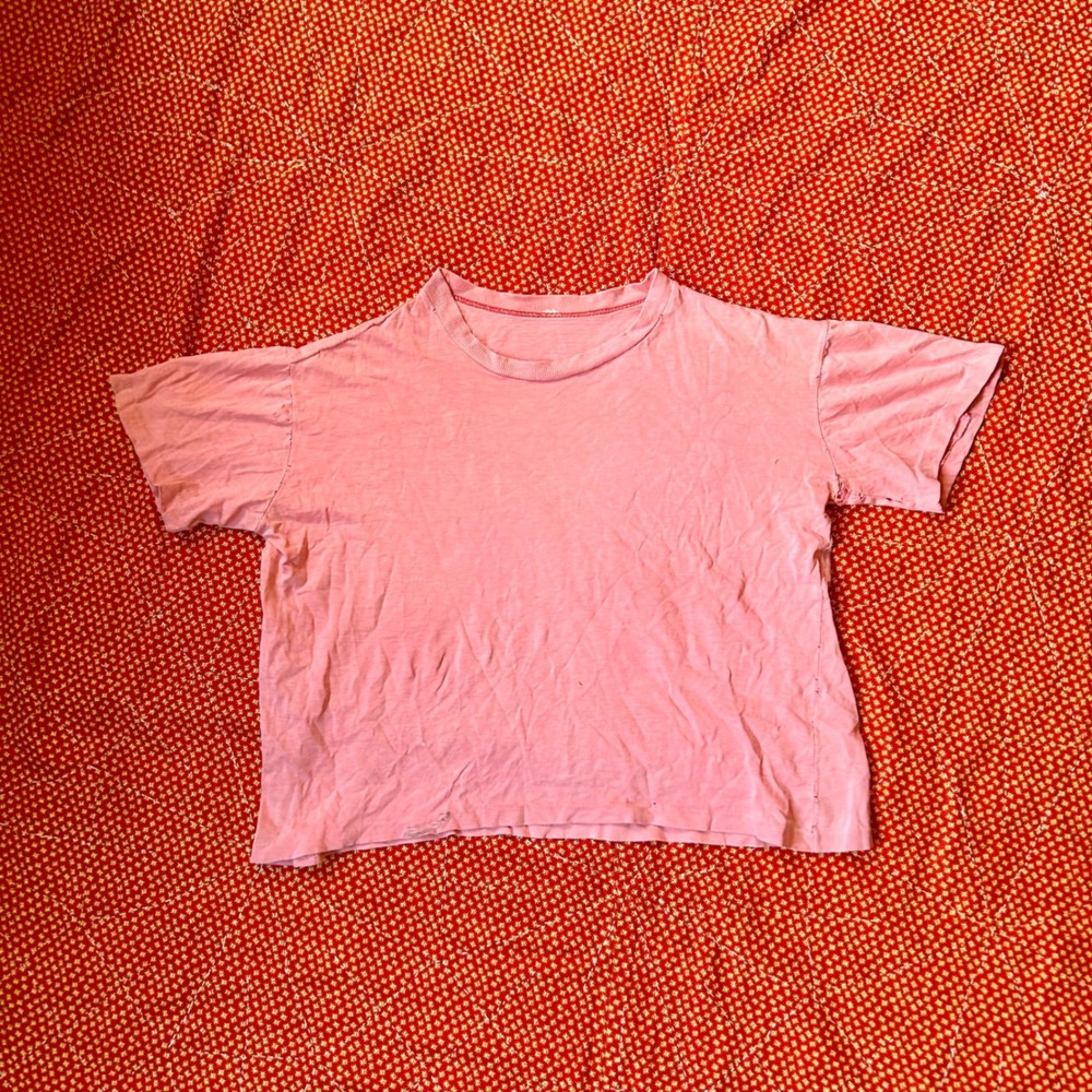 True Vintage 1950s Pink Cotton boxy Tee Shirt Thrashed Single Stitch Women S